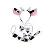 Cow Costume Accessories Set Headband with Horns Tie and Tail for Halloween Cosplay
