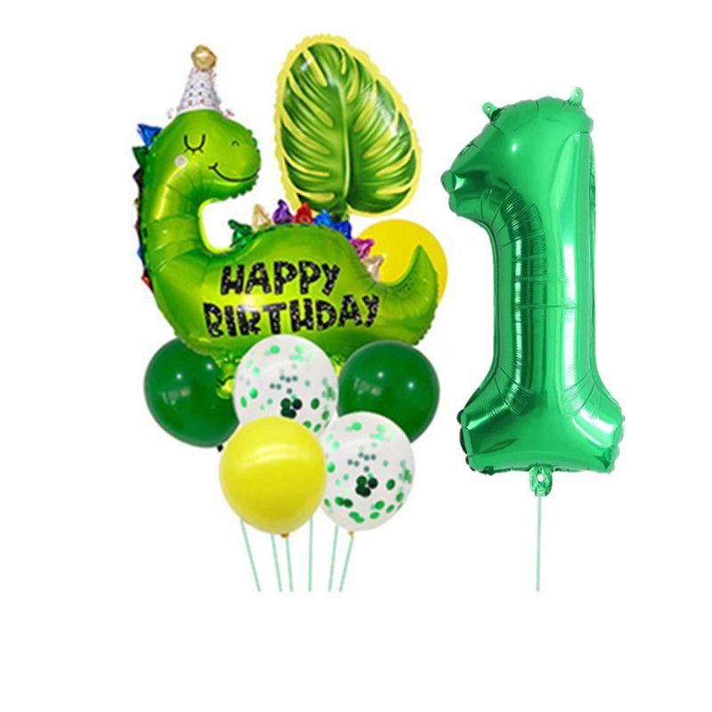 Cartoon Dinosaur Digital Balloons Set - Children's Birthday Party Balloon Set with Dinosaur-themed Aluminum Film Balloons Set