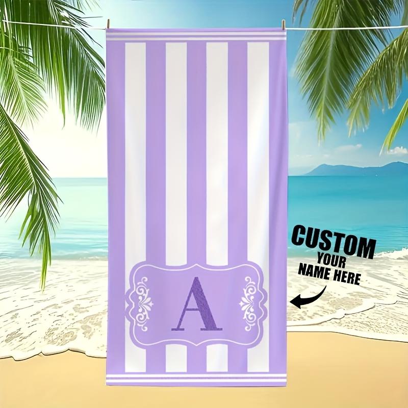 Personalized Striped Beach Towel Custom Name/Logo Oversized Microfiber Towel Summer Party Gift For Beach Swimming Bath Sports
