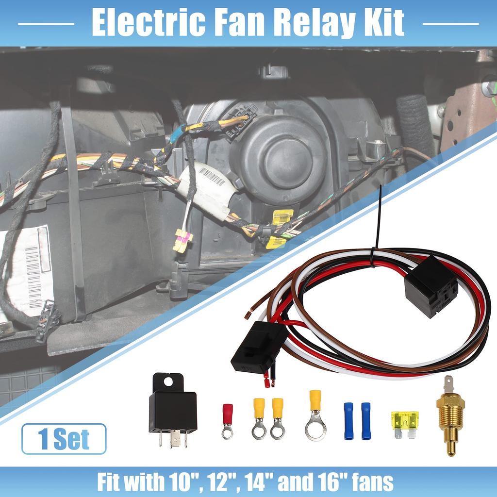 uxcell Electric Fan Relay Kit with 185'F ON-175'F Off Thread Inprobe 40A Radiator Electric