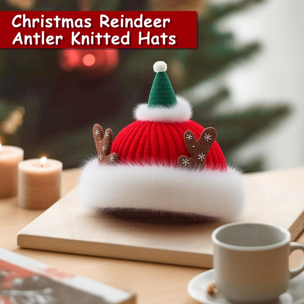 Christmas Hat Deer Antler Plush Hat
