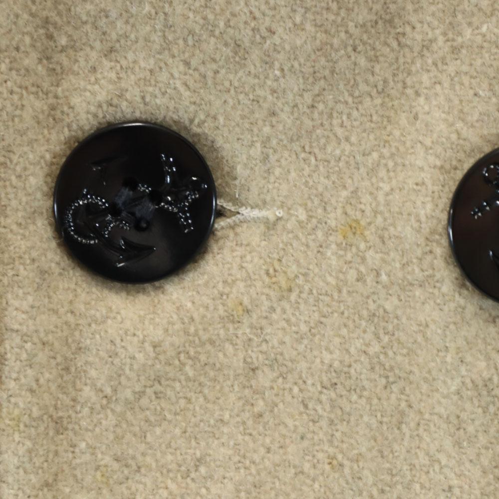 melton 70s Made in USA Vintage wool pea coat L beige Quilted back Women Used