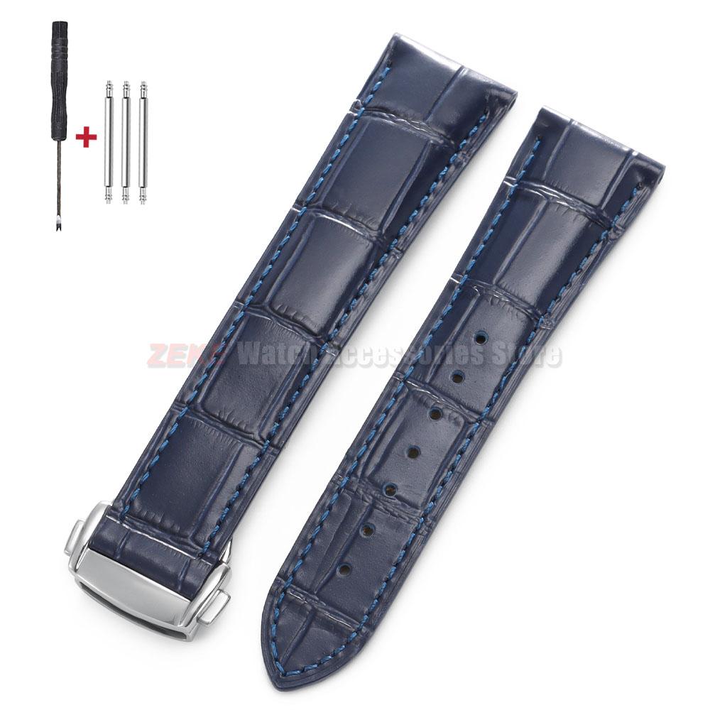 For Omega Seamster Watch Premium Leather Watch Strap 19mm 20mm 21mm 22mm Solid Steel Deployant Clasp Bamboo Cowhide Watch Bands