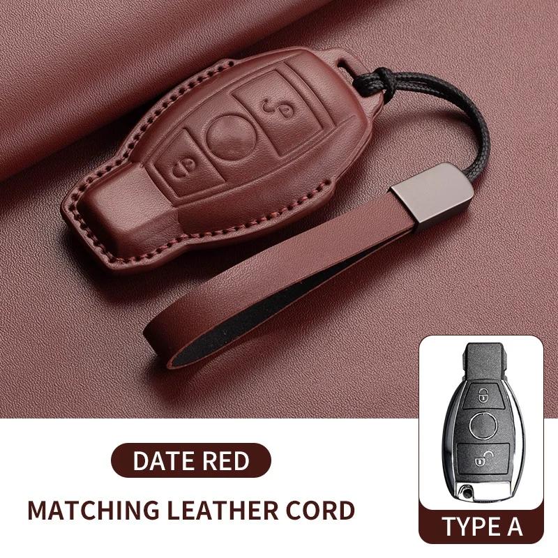 Leather Car Key Case Cover For Mercedes Benz E C G M R S Class W204 W212 W176 GLC CLA GLA AMG 2025 Key Shell Car Accessories