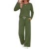 Women's Pajama Set with Pockets, Long Sleeve Round Neck Loose Fit Sleepwear for Home