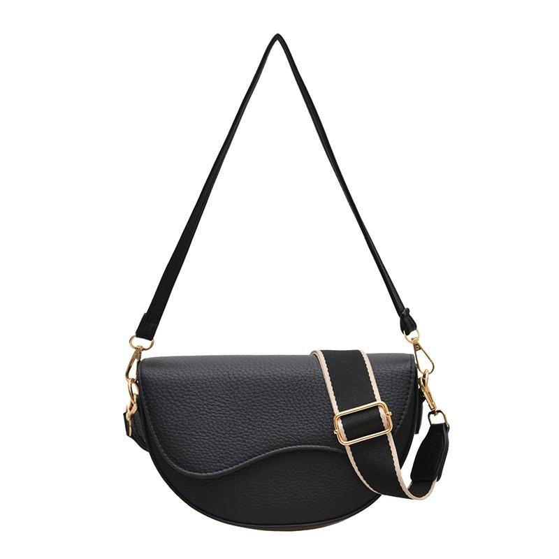 

Niche Bag Women 2026 New Fashionable Texture Large Capacity Single-shoulder Crossbody Retro Underarm Saddle one size чорний