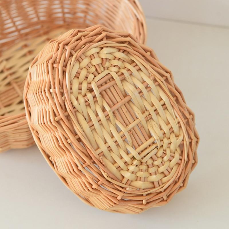 Handwoven Rattan Fruit Tray For Home Use Natural Materials Large Capacity Easy to Clean for Kitchen or Dining Room