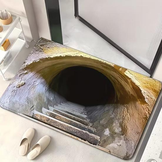 3D Dírkový koberec Realistická bezedná jáma Podložka na podlahu Zábavný koberec s optickou iluzí s protiskluzovou podložkou pro vstupní prostor obývací pokoj koupelnu