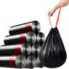 Extra Large Black Drawstring Kitchen Garbage Bags - Thickened, Automatic Closure for Home, Dorm, or Office