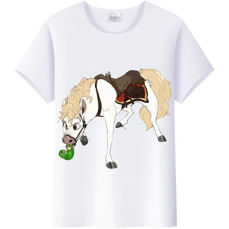 Disney Cartoon Women Blouses Tangled Princess T-shirts Summer Tops Korean Streetwear Y2k Harajuku Oversized Clothes Girl Tshirts