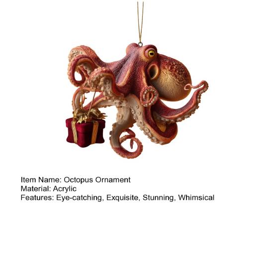 Chobotnice Vánoční ozdoba Akrylová Hlubokomořské zvíře Ozdoba na vánoční stromek 2D Plochá Pobřežní sváteční dekorace pro milovníky oceánu