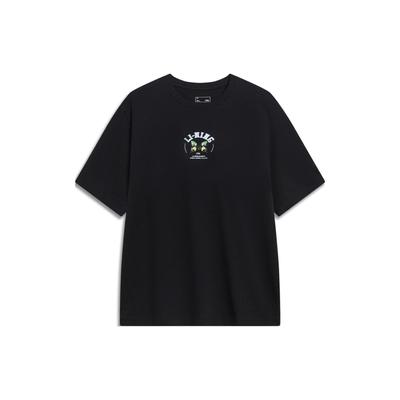 Li Ning Σειρά Κινεζικής Κουλτούρας Γράμμα Πουλόβερ με Στρογγυλή Λαιμόκοψη Κοντομάνικο T-Shirt Ανδρικά Τοπ Μαύρο AHST207-3