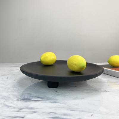 Moderno Semplice Vassoio a Tre Piedi Ornamenti in Resina Nera Cucina Soggiorno Ristorante Decorazione Luce Moda Milano