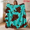 2D Flat Print Faux Cowhide Accent Pattern Flannel Blanket, Flannel Plush Blanket with Rustic Farmhouse Cowhide Print Illustration, Suitable for Living