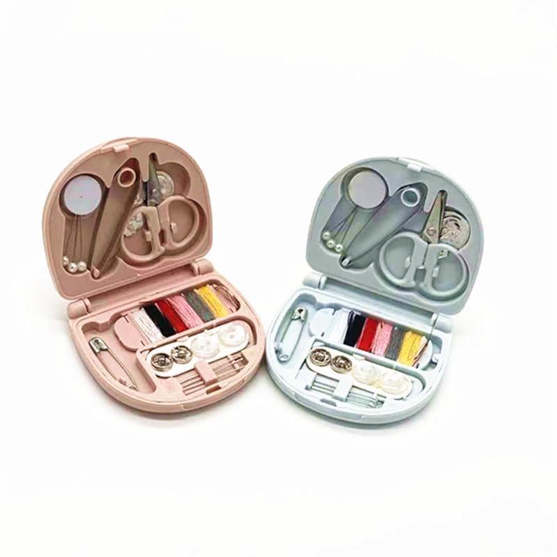 1 Set Buttons Pins Storage Boxes Sewing Box Household Portable Travel Mini Sewing Kit Scissor Needle Threads Box Set