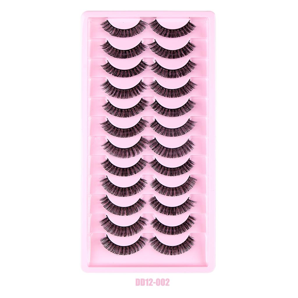12 Pairs Of Man-Made Fiber False Eyelashes, Multi-Layer Curl Dd Big Curl Eyelashes