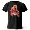 Fashionable New Motorcycle Girl Printed Cotton Short Sleeved Summer Mens Soft and Comfortable Oversized Loose Short Sleeved Top