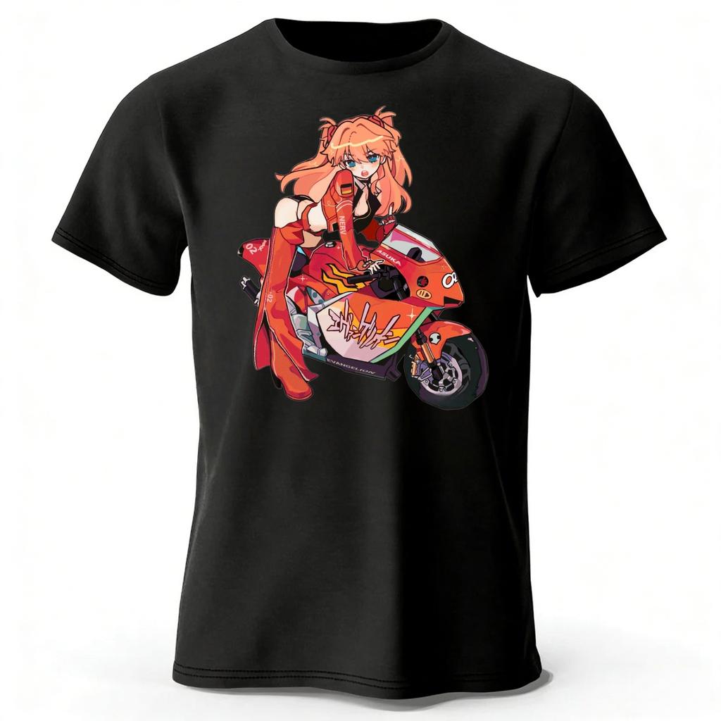 Fashionable Motorcycle Girl Printed Cotton Short Sleeves Summer Men's Soft Comfortable Oversized Loose Short Sleeves Top