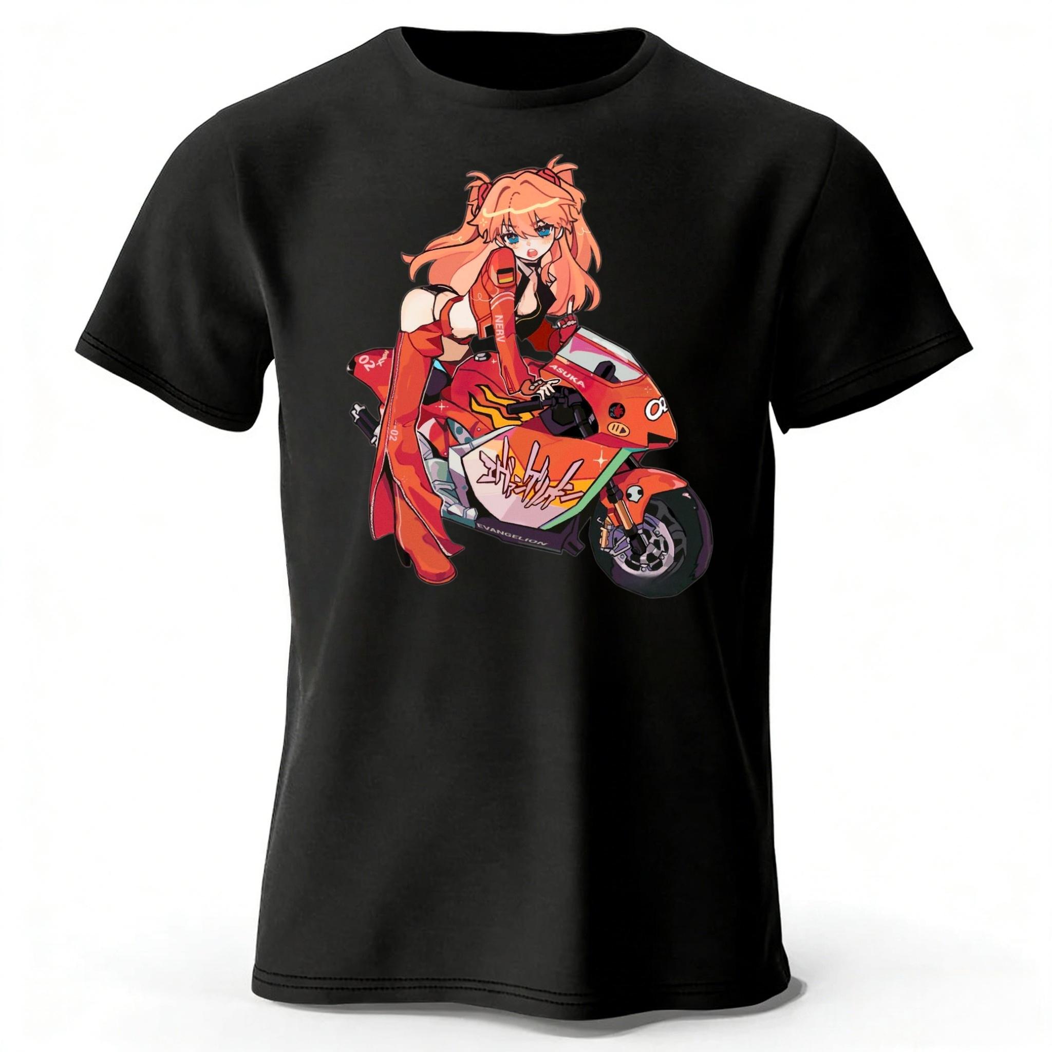 Fashionable Motorcycle Girl Printed Cotton Short Sleeves Summer Men s Soft Comfortable Oversized Loose Short Sleeves Top S