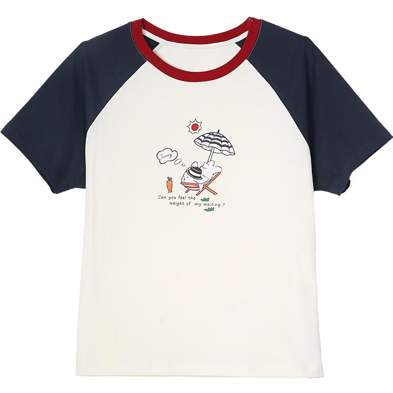 Betu Women s Summer Raglan Sleeve Color Block Cotton T-Shirt L