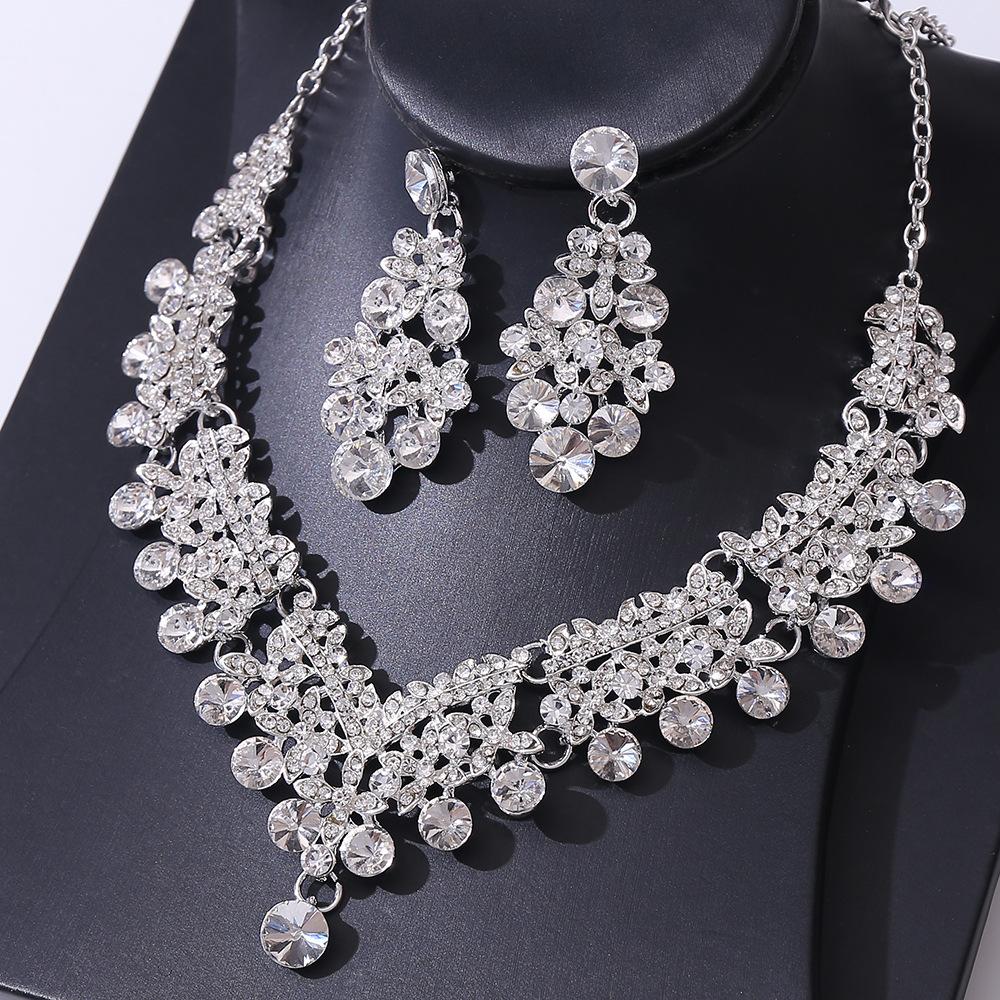 DIEZI Luxury Water Drop Crystal Necklace and Earrings Jewelry Sets For Women Accessories Wedding Party Gift Korean Big Jewelry