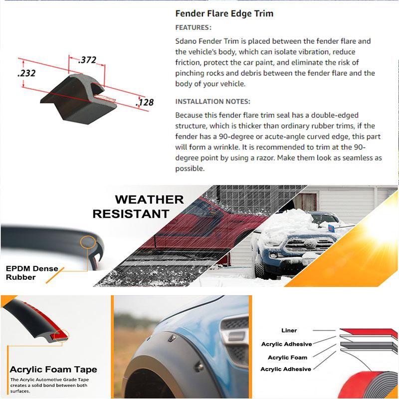 Universal  9m/29.5ft Car Truck Wheel Fender Flares Edge Trim Welting Rubber Seal Gasket Rubber Seal