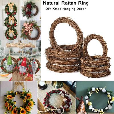 High Quality Rattan Christmas Artificial Vine Ring Xmas Party Decor Photography Prop Wreath Rattan Wicker DIY Garland Xmas