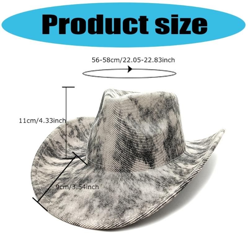 Vintage Textured Western Cowboy Hats Breathable Polyester Unisex Design Foldable Travel Hat Costume Accessory