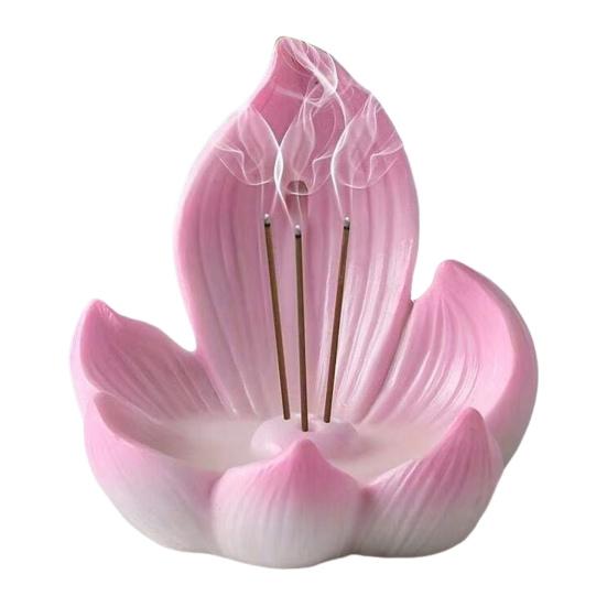 

Держатель для благовоний в форме лотоса, курильница с обратным потоком, держатель для благовоний из смолы для любителей благовоний, подарок, украшение для домашнего стола розовый