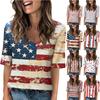 Women's V Neck T Shirts Half Sleeve Tops Printed Casual Summer Tees T Shirt Blouse