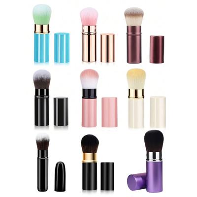 1ks Zatahovací štětec Štětec na make-up Štětec na pudr Růžový štětec Štětec na pudr Mini Multifunkční Přenosný S hliníkovou rukojetí