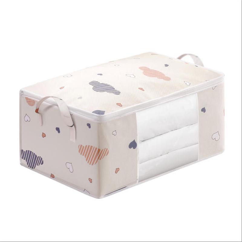 

1PC S/L Large Capacity Clothes Storage Bag Organizer With Reinforced Handle For Blankets Bedding Foldable With Sturdy Zipper 50L(55x35x25cm) бежевый