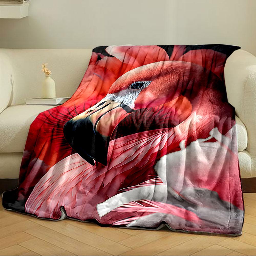 Flamingo and Flowers Blanket for All Seasons Blanket Lunch Break Throw Gift