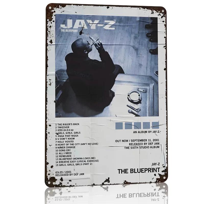 JayZ The Blueprint Album Cover Poster Retro D Printed Metal Signs Customized Wall Hanging Gift for Office Decor Room House