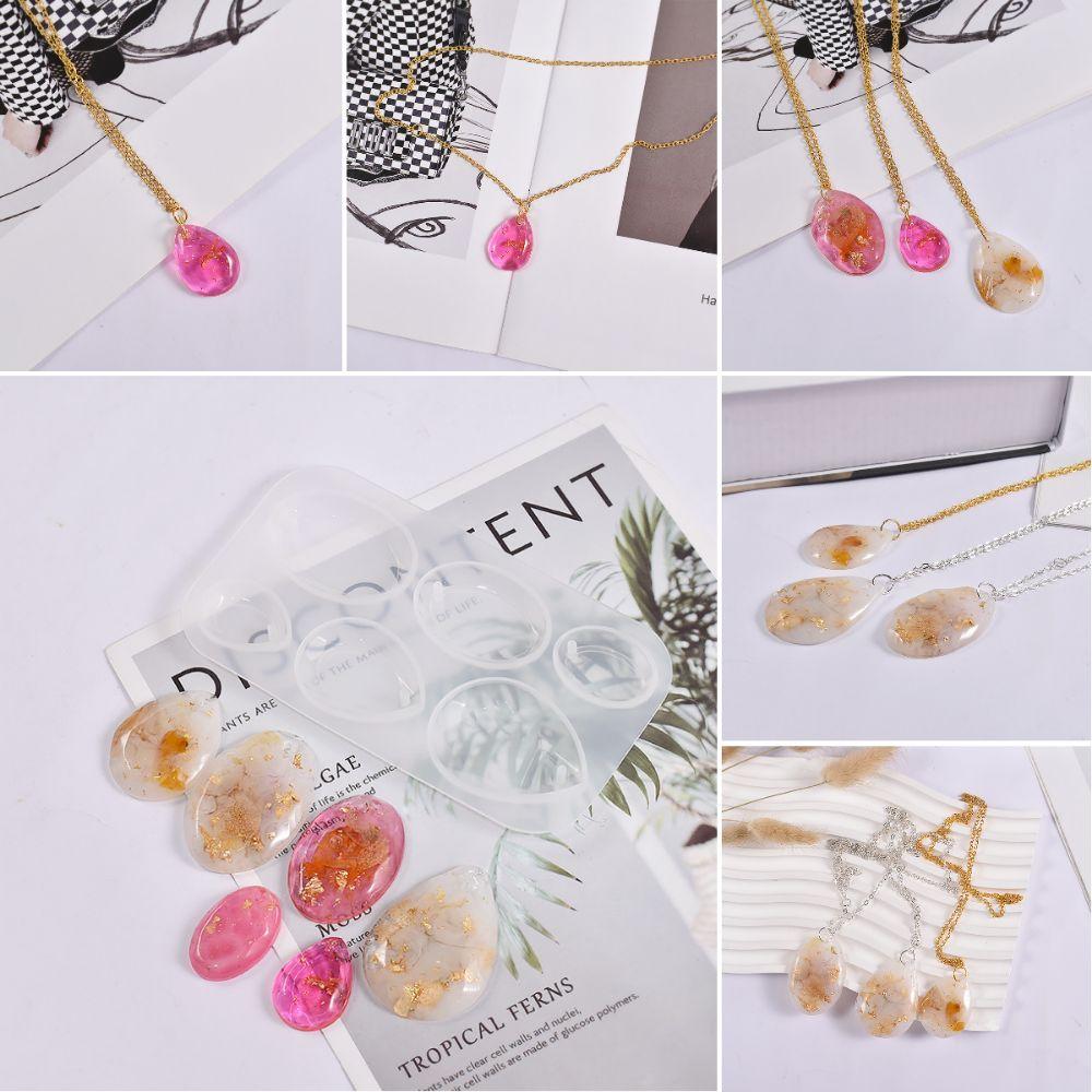6 Cavities Resin Jewelry Mold Waterdrop Oval Shape Resin Casting Mold  Earring Necklace Making