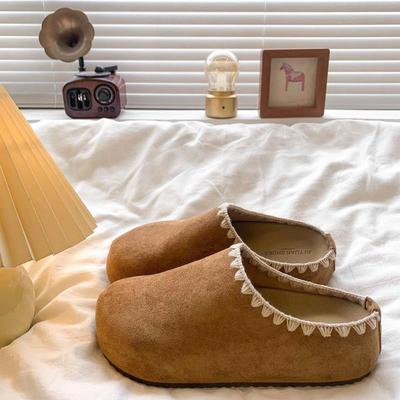 22 neue Herbst- und Wintertaschenköpfe Birkenstock-Hausschuhe tragen Retro-Kamel hässlich und süß dicke Sohle Halbschuhe