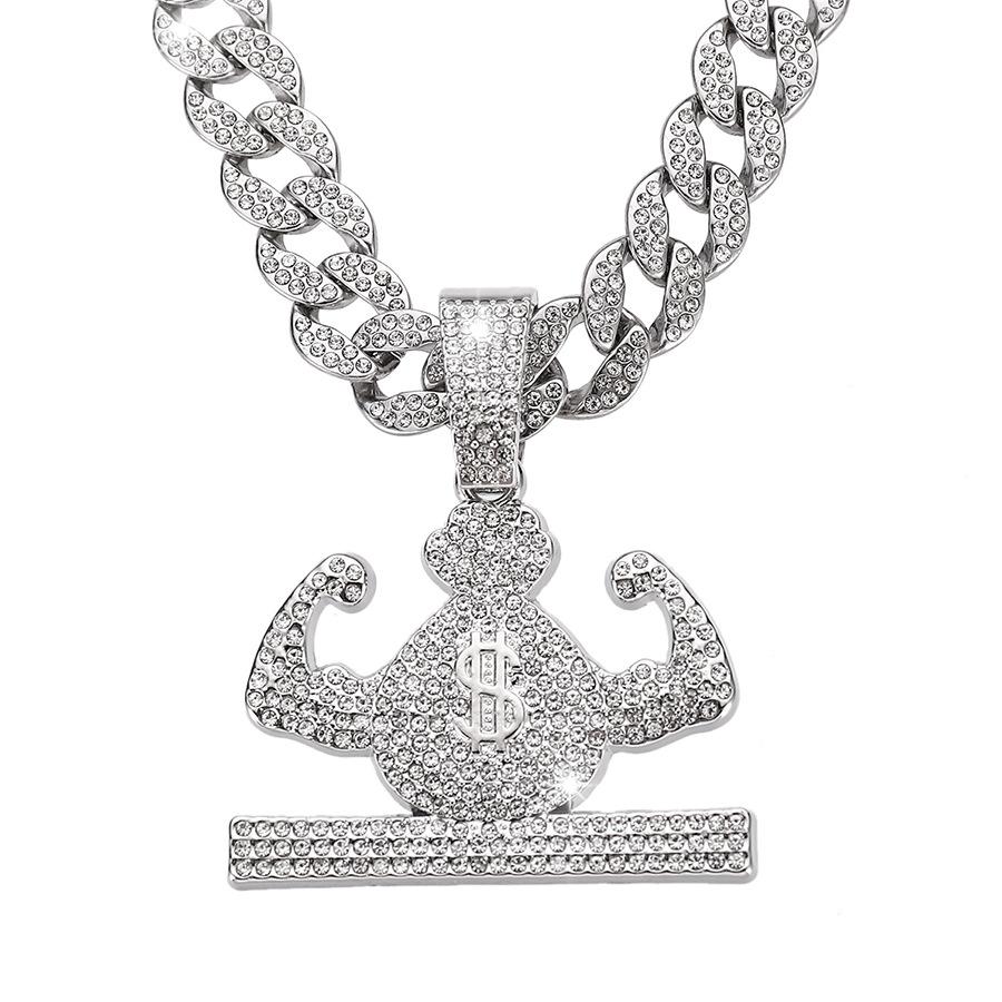 Money Bag Necklace Full of Diamonds European and American TEMU Hot Selling Hip-hop Pendant Street Clothing