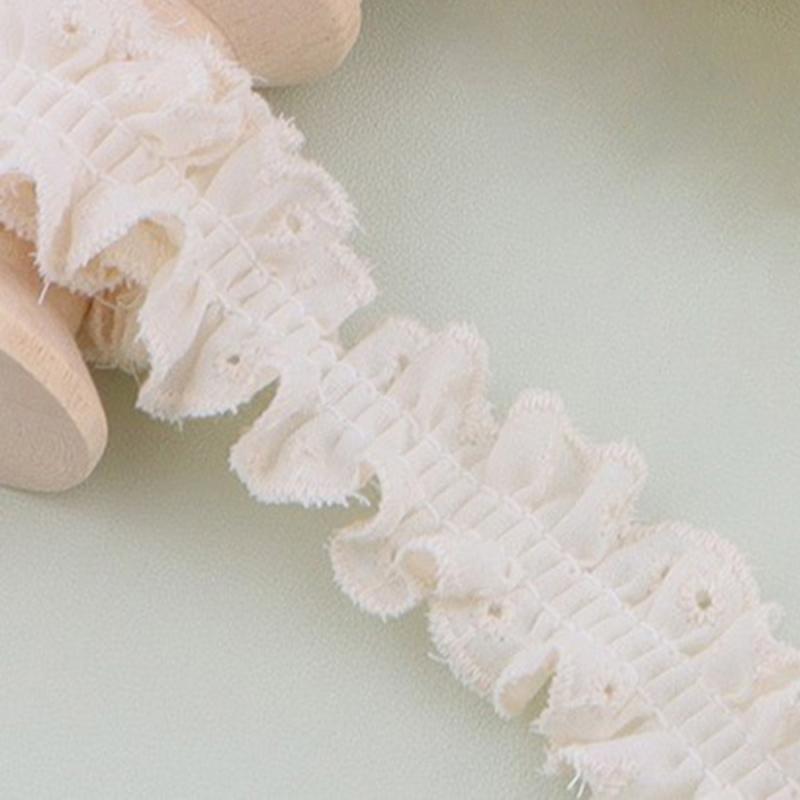 

1Yard White Lace Pleated Ruffles Applique Embroidery Fabric Ribbon Trim Diy Dress Apparel Headwear Decor Itemative Sewing Supplies 1 yard