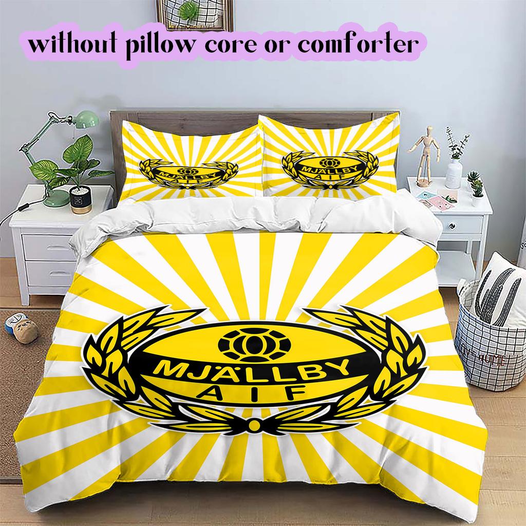 Mjällby AIF football Pattern Bedding,Quilt Set Quilt Cover Pillowcase Home Birthday Gift (1*duvet cover+2*pillowcase,without core)