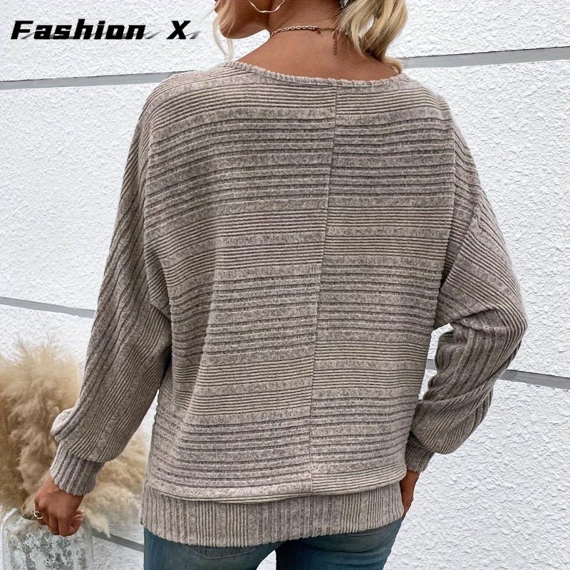 Kadın Günlük Yarasa Kollu Kazak Bol Kesim ve Rahat Üstler