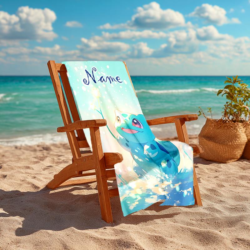 Personalized customized proof beach towel with Pokémon pattern - soft, absorbent,quick-drying,perfect swimming,camping&bathing