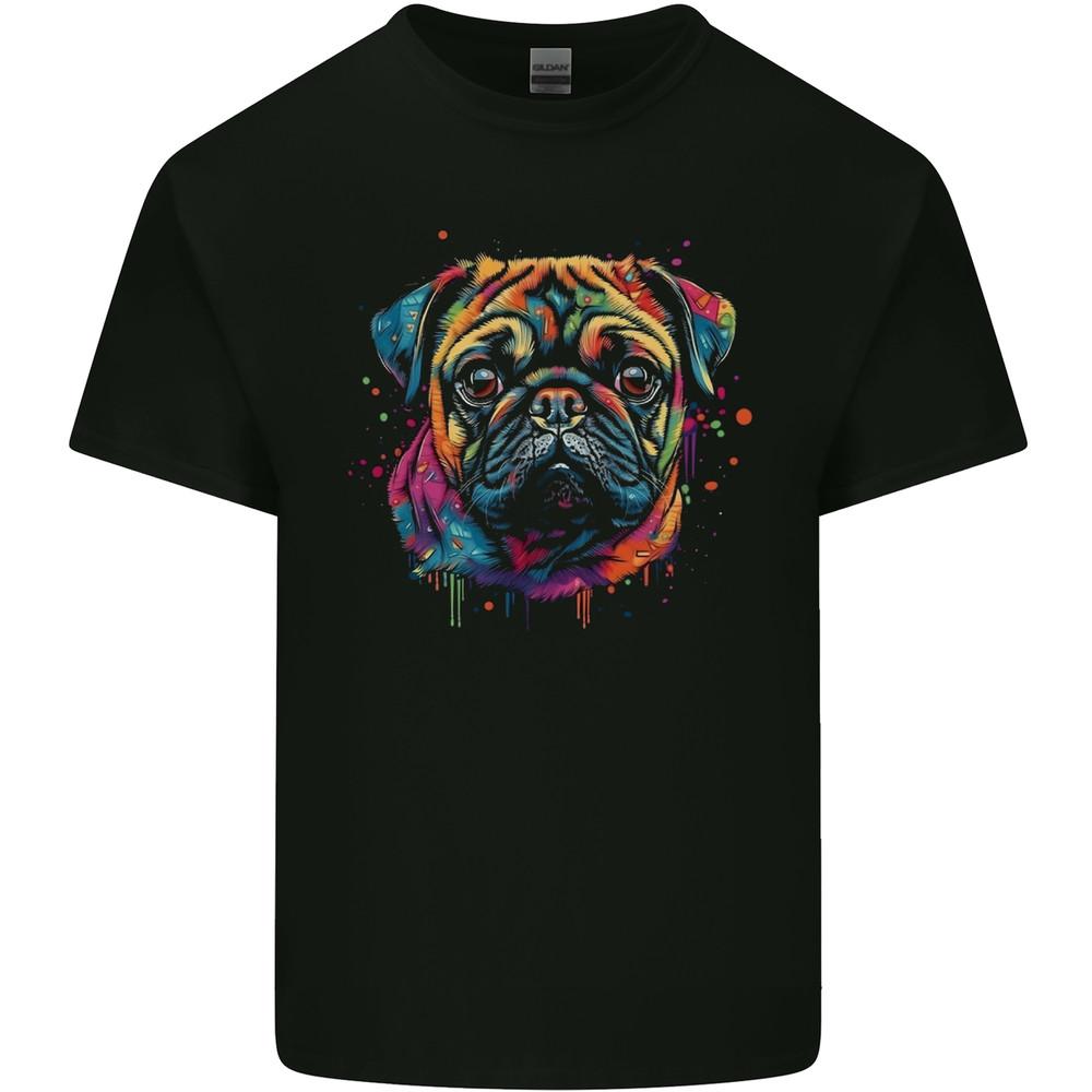 A Colourful Pug Dog Mens Light Cotton T-Shirt