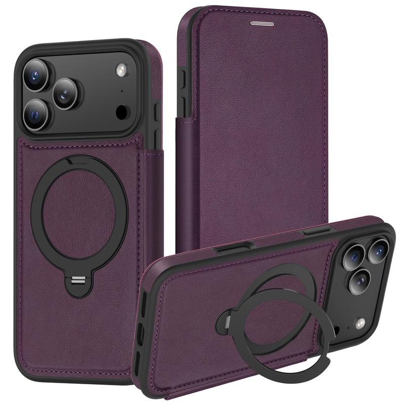 Wireless Charging Flip Phone Case For iPhone 18 17 16 15 14 13 12 Pro Max For Magsafe Leather Case Cards Slots Kickstand Cover