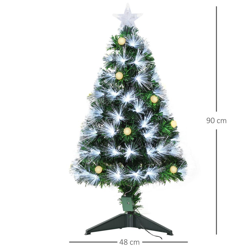 90Cm Artificial Christmas Tree with Built-in Lights and 90 Branches