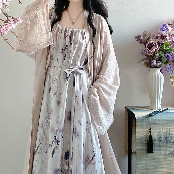 Summer Song Dynasty-Inspired Han Style Tea Break Dress with Drawstring Small