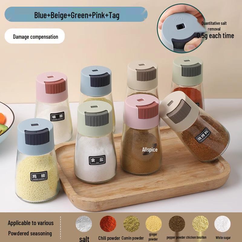 

Стеклянная банка для контроля количества приправ с кнопочным дозатором - Солонка и перечница