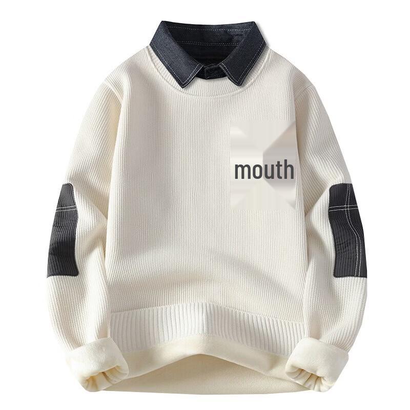 Patova Men's Casual Color-Block Faux-Layered Pullover Sweater