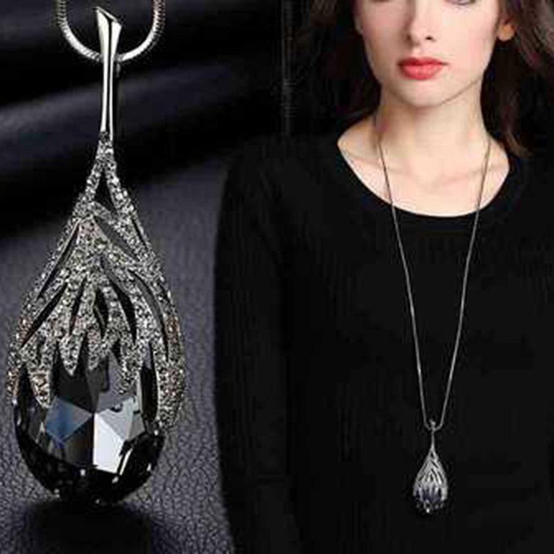 

Винтажное ожерелье с подвеской из кристалла в виде капли воды для женщин - Осенне-зимний аксессуар