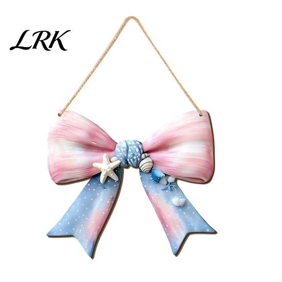 Decorative Shell Starfish Sign Summer Coastal Wooden Wreath, Ocean Welcome Sign, Nautical Easy to Hang Door Decor Front Hanger for Porch, Indoor,