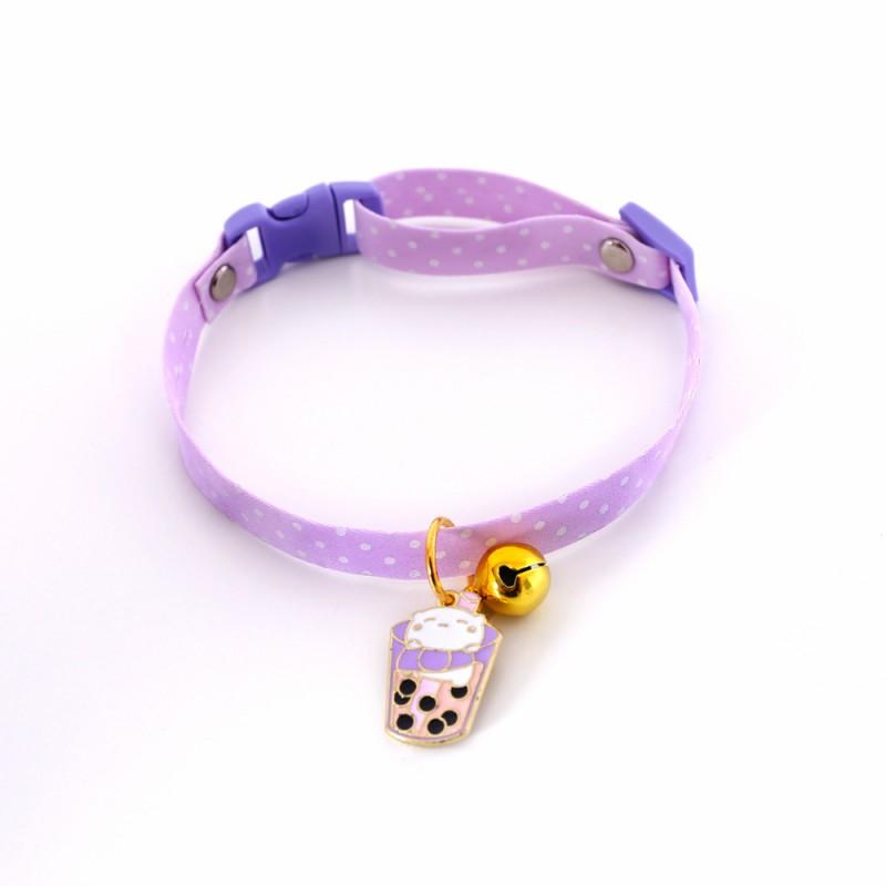 Adjustable Pet Collar With Polka Dot Cute Animal Charm Bell Cotton Cats Dogs Rabbits Bears